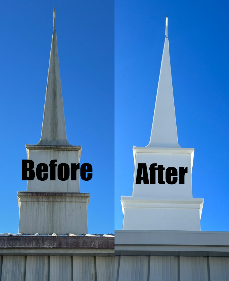 Steeple and Church Building Washing Complete in Cantonment Florida